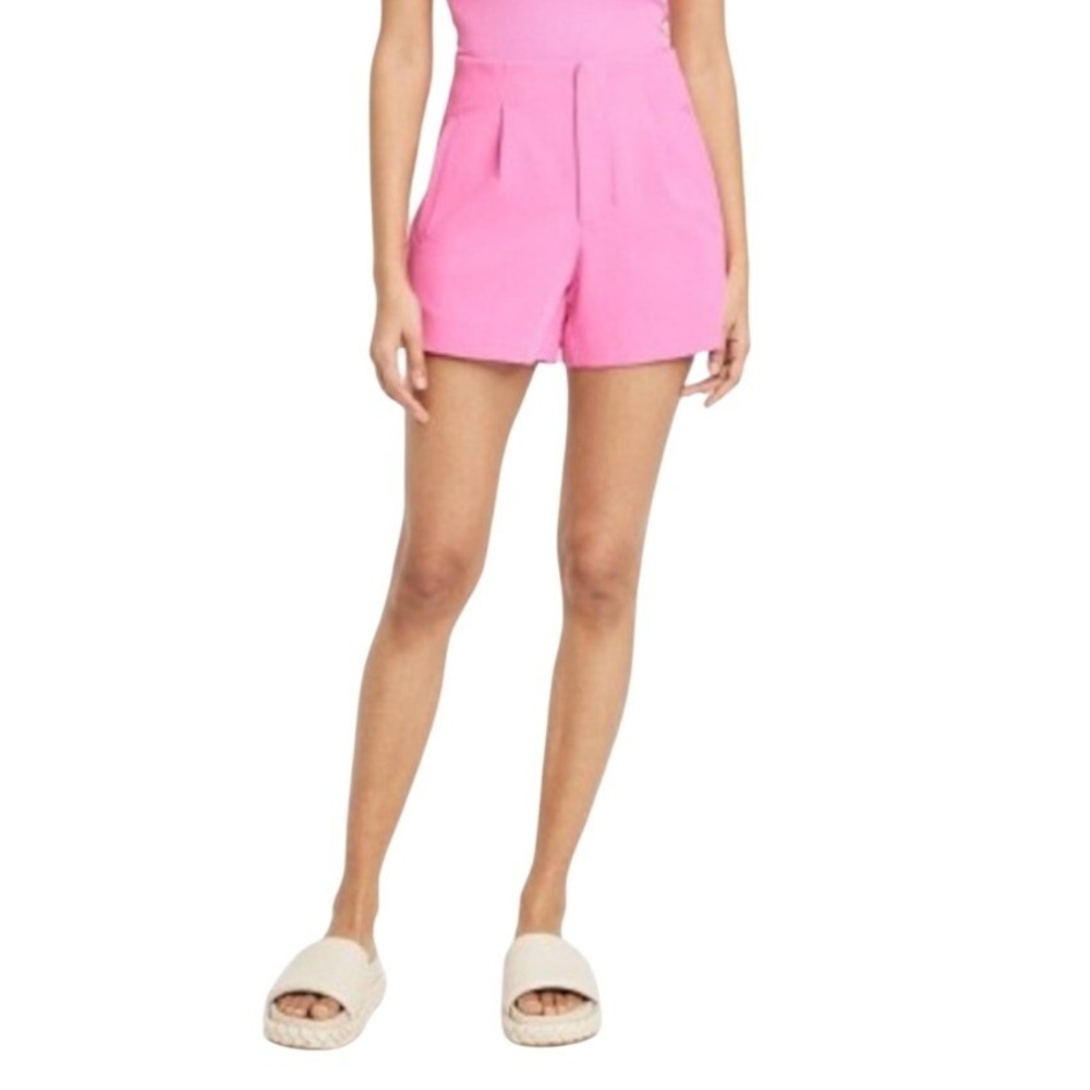 A New Day Pink High Rise‎ Pleated Tailored Shorts Womens Size 8 Stretch NWOT